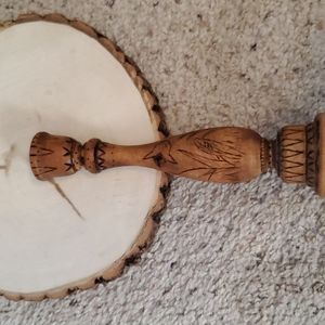 Vintage Carved Wood Taper Candle Holder RCF